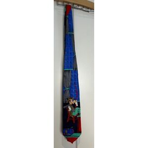 Mickey & Co Atlas Design Goofy Fishing‎ Silk Tie Blue Navy Made in Italy Vintage